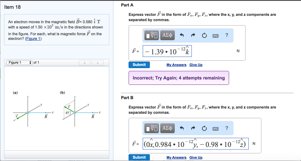 Solved An Electron Moves In The Magnetic Field Vector B = | Chegg.com