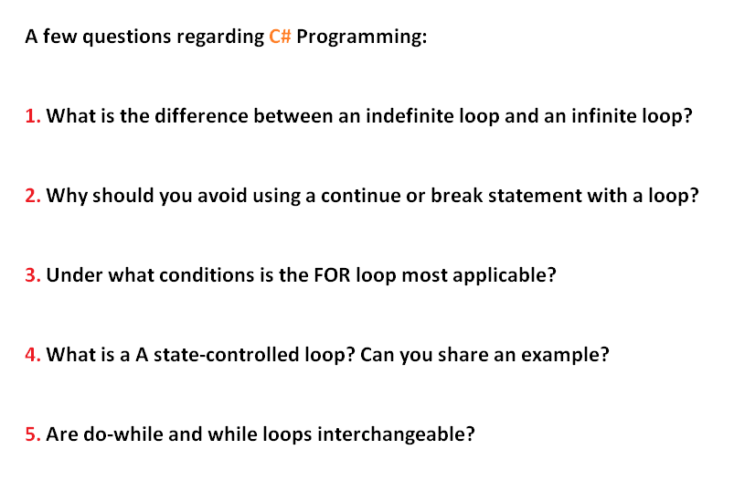 A few questions regarding C# Programming: What is | Chegg.com image.