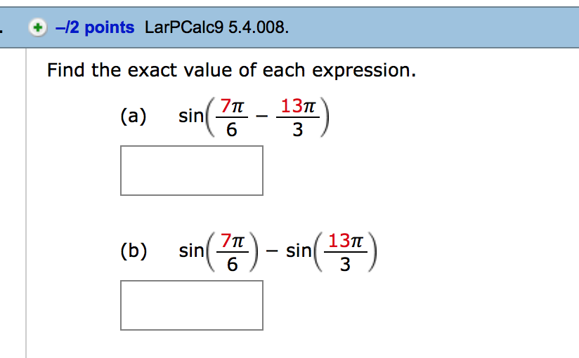 exact value of sin 7 pi over 6