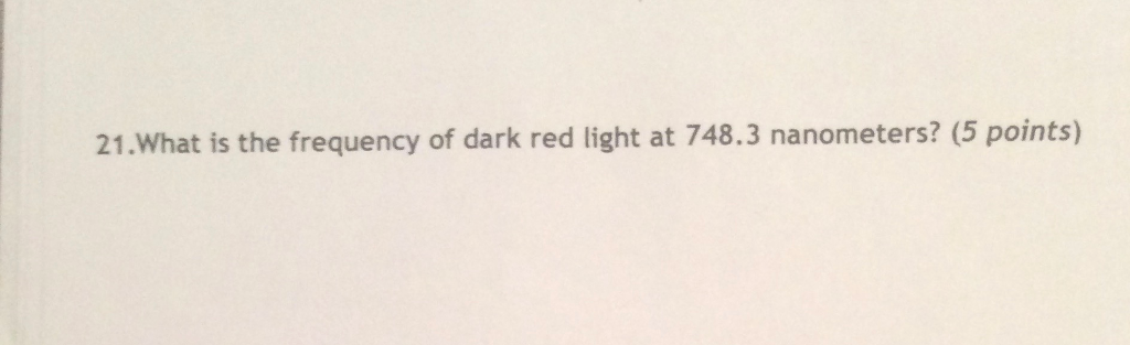 frequency of red light nanometers