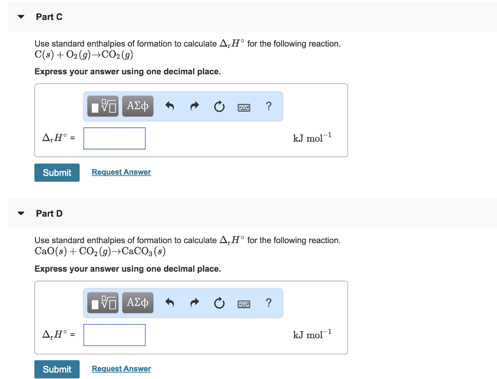 Solved Part A Use standard enthalpies of formation to