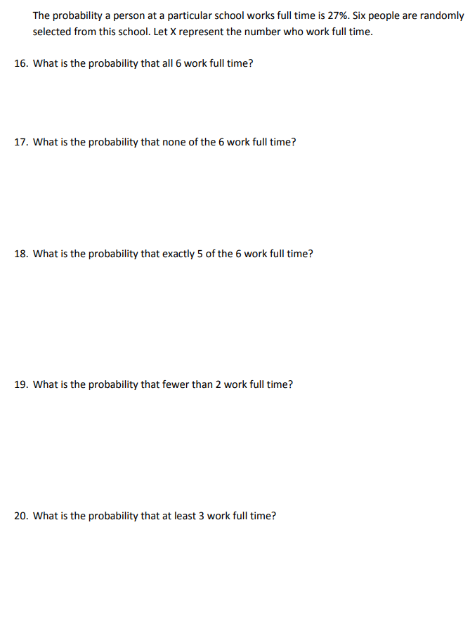 Solved The probability a person at a particular school works | Chegg.com