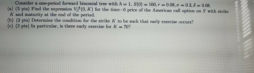 Solved Consider a one-period forward binomial tree with h 1, | Chegg.com