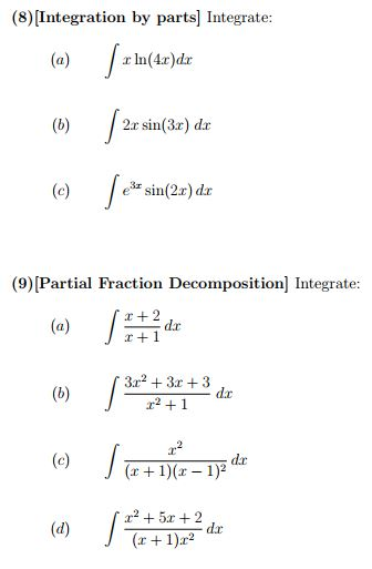 Solved (8)[integration By Parts] Integrate: (a) In(4r)dr 2r 