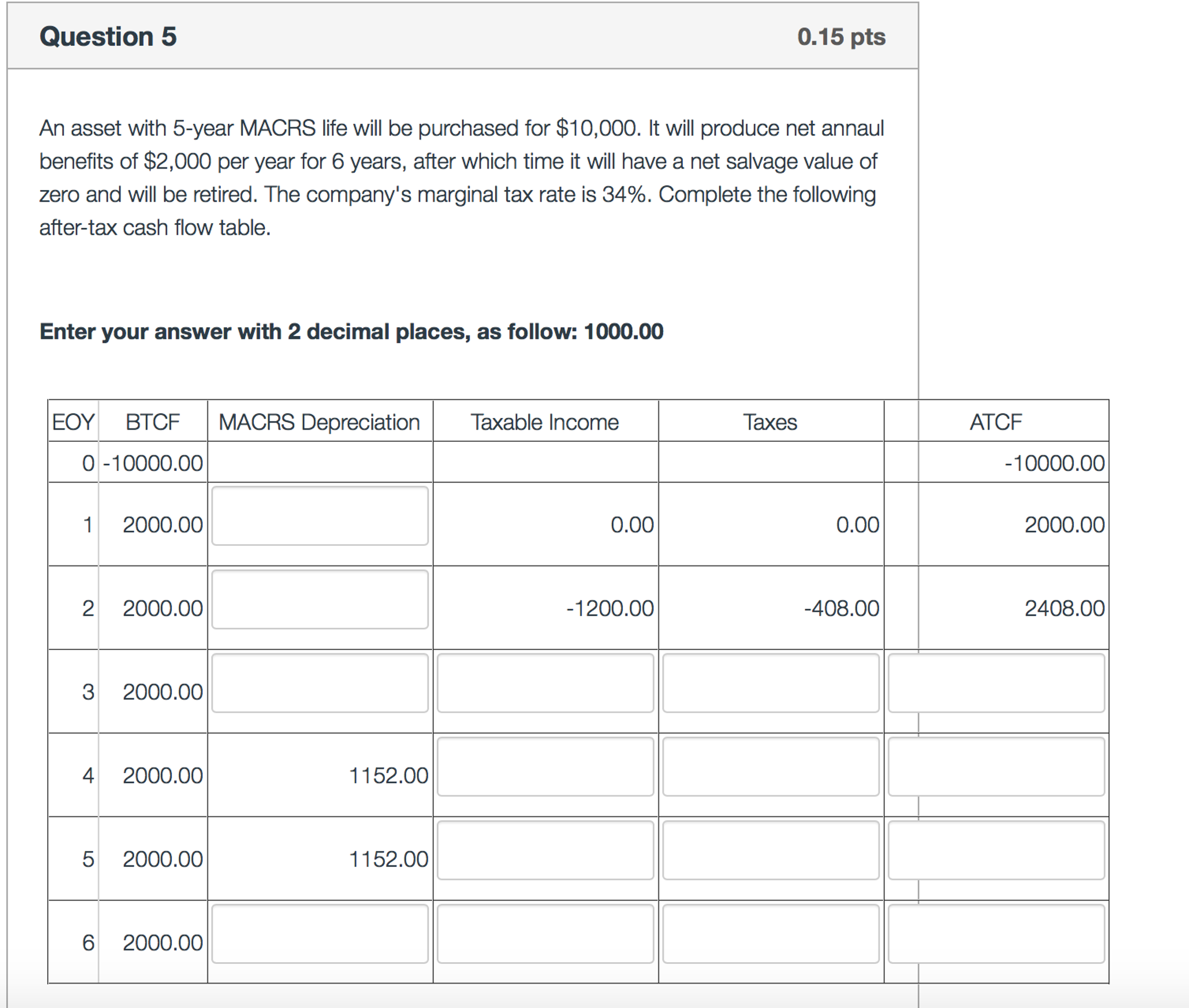Solved An asset with 5year MACRS life will be purchased for