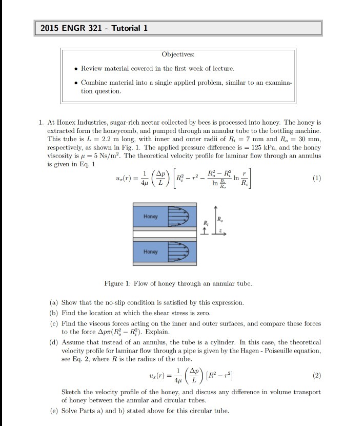 Solved 2015 ENGR 321 Tutorial 1 Objectives: Review material | Chegg.com
