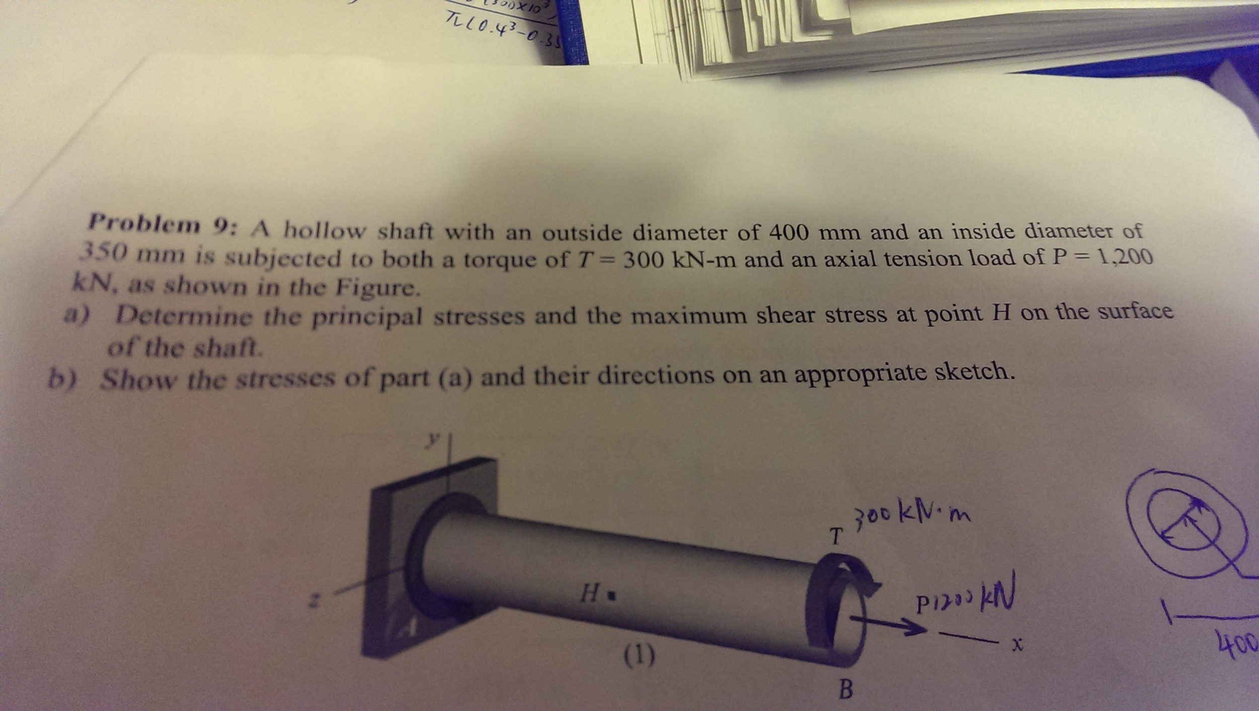 Solved A Hollow Shaft With An Outside Diameter Of 400 Mm