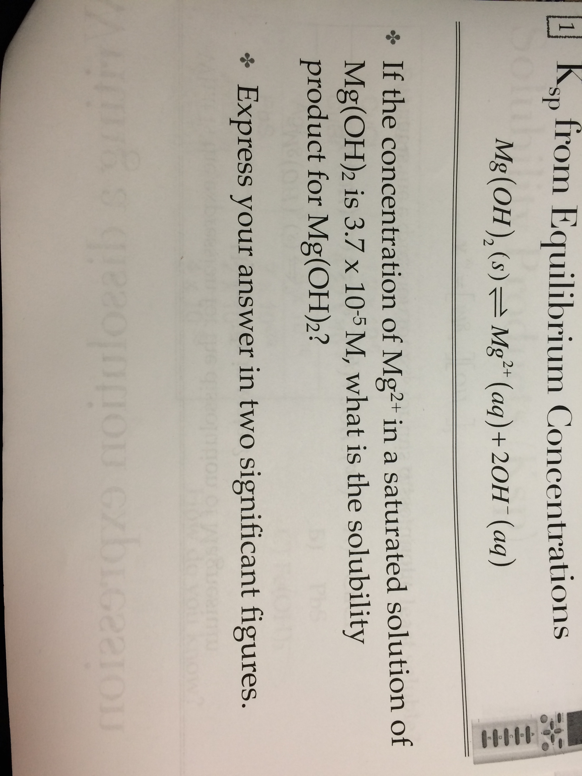 Solved: Ksp From Equilibrium Concentrations Mg(OH)2 (s) Mg&hellip; | Chegg.com