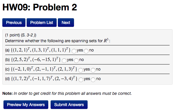 Solved Determine Whether The Following Are Spanning Sets For 3360