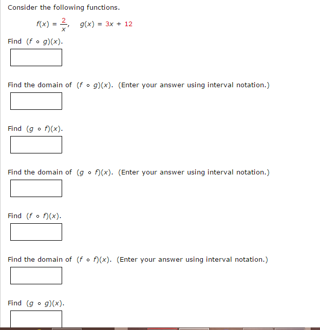 Solved Consider The Following Functions F X 2 X G X