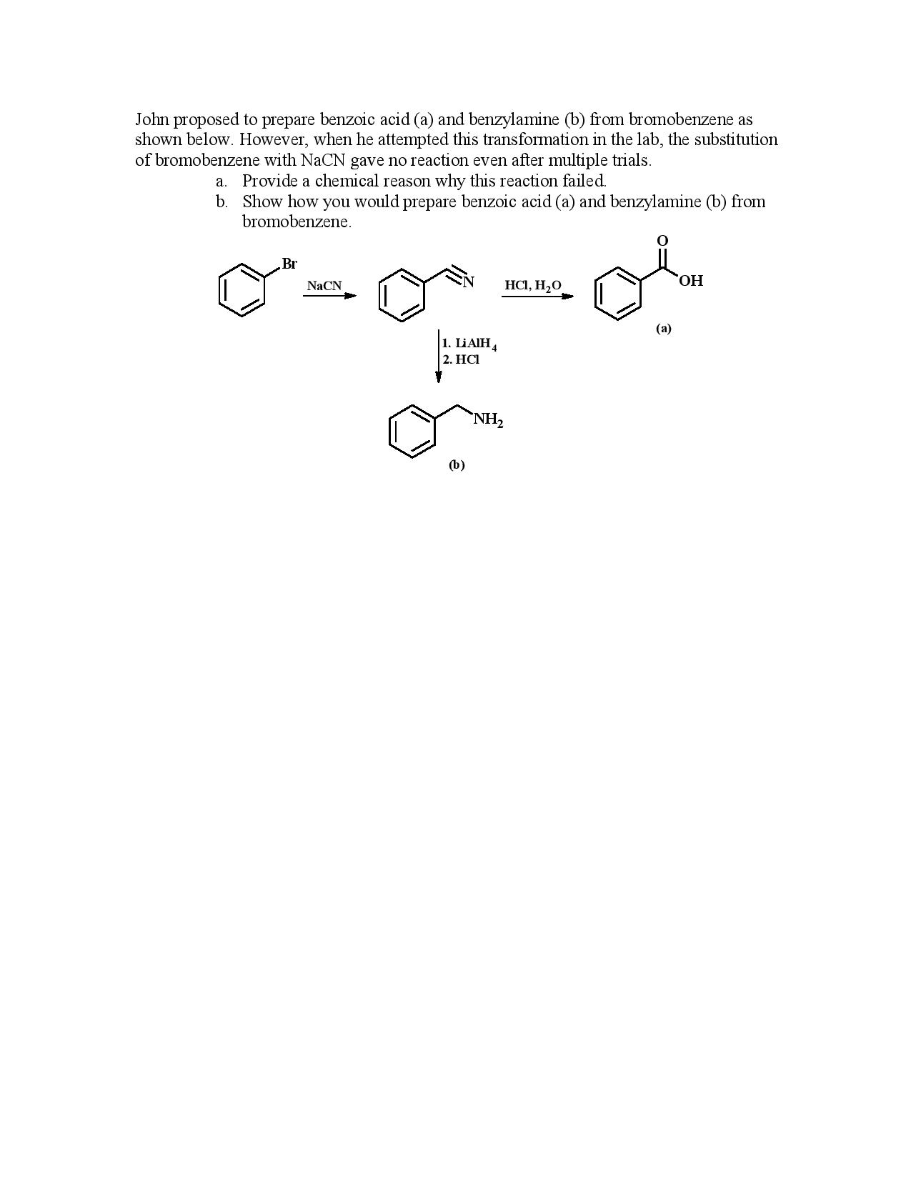 Solved John Proposed To Prepare Benzoic Acid (a) Aid | Chegg.com