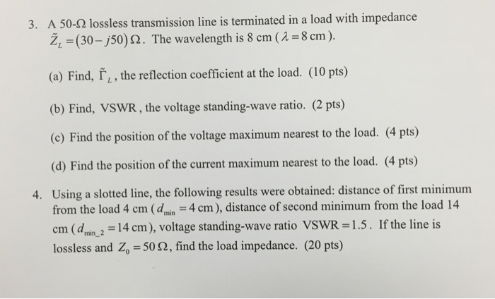 Solved A 50-ohm lossless transmission line is terminated in | Chegg.com