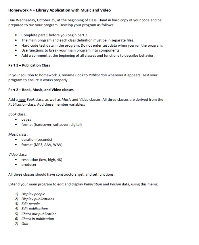 Solved Homework 3 Page 2 Homework 3-Library Application | Chegg.com
