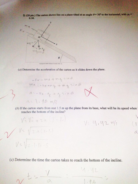 Solved The carton shown lies on a plane tilted at an angle | Chegg.com