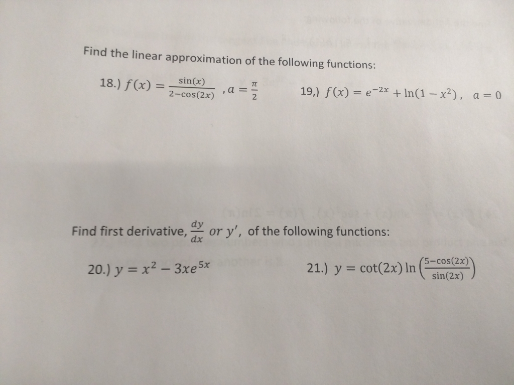 Solved Find the linear approximation of the following | Chegg.com