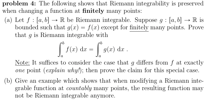 The following shows that Riemann integrability is | Chegg.com