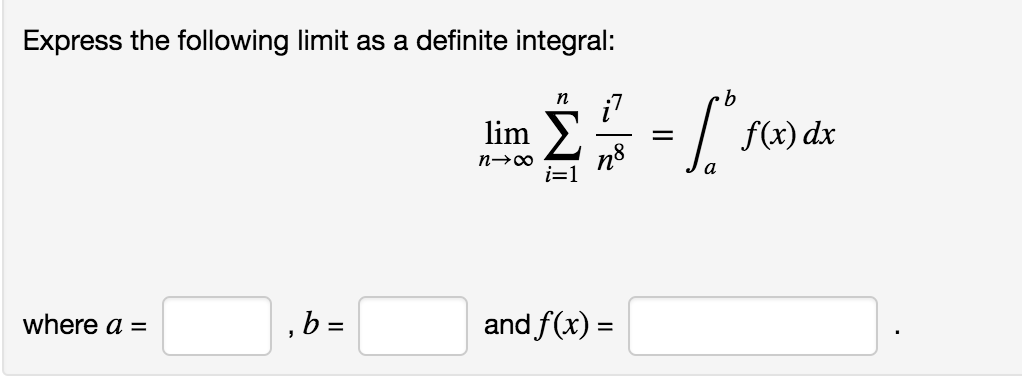 Solved Express The Following Limit As A Definite Integral: | Chegg.com