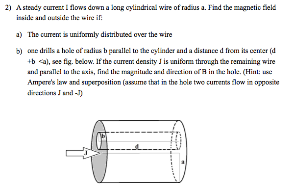 solved-a-steady-current-i-flows-down-a-long-cylindrical-wire-chegg