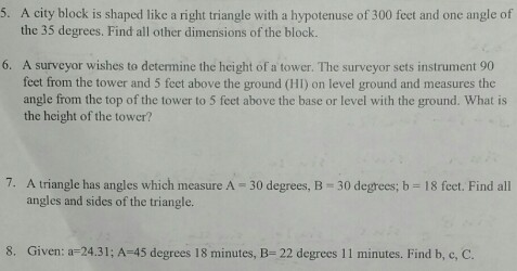 Solved 5. A city block is shaped like a right triangle with | Chegg.com