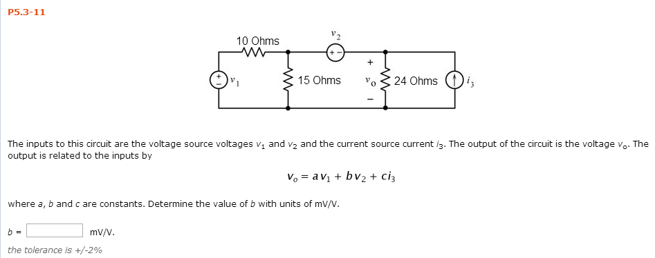solved the inputs to this circuit are the voltage sourcequestion the inputs to this circuit are the voltage source voltages v1 and v2 and the current source curre