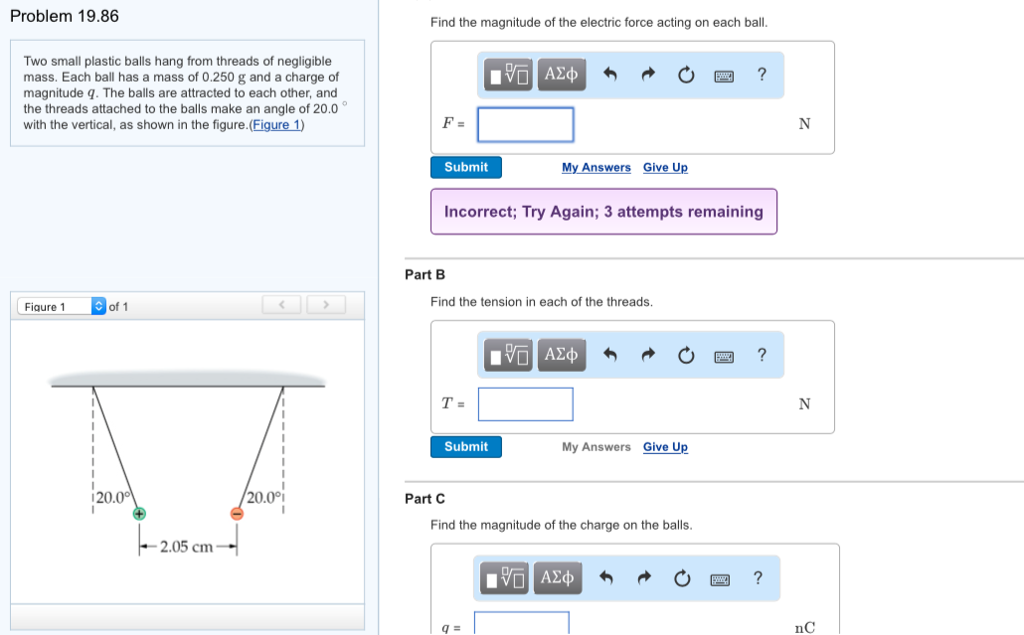 Solved Two small plastic balls hang from threads of