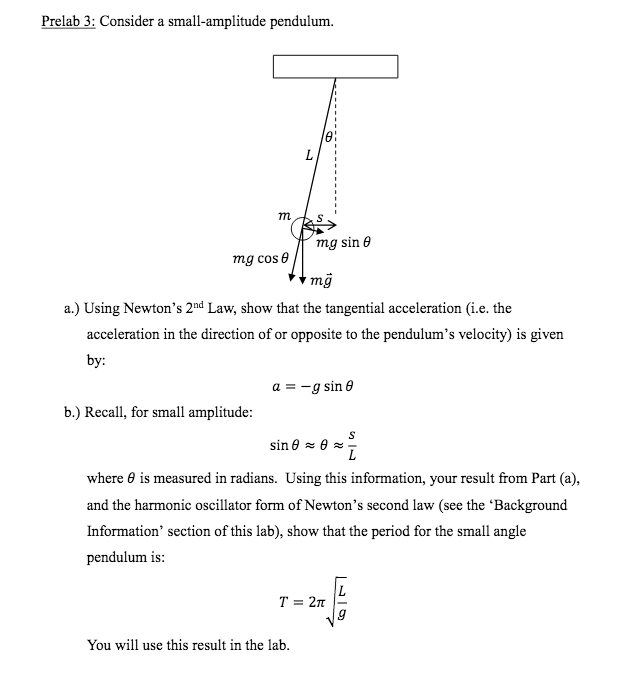 Solved Consider a small-amplitude pendulum. Using Newton's | Chegg.com