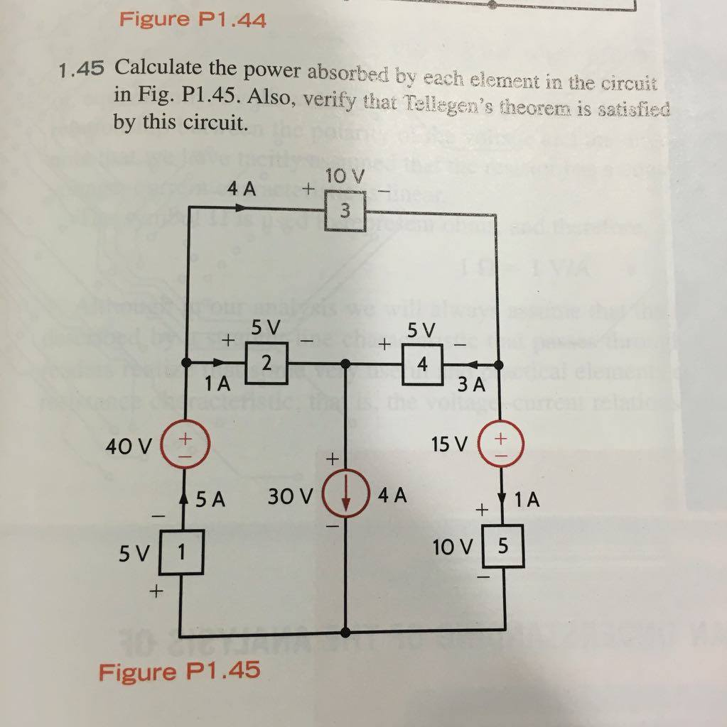 Solved Calculate The Power Absorbed By Each Element In The | Chegg.com