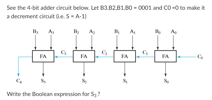 Solved See The 4-bit Adder Circuit Below. Let B3,B2,B1,BO - | Chegg.com