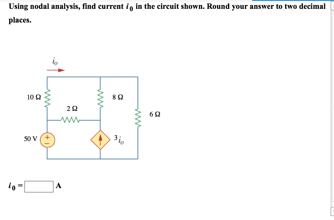 Solved Using Nodal Analysis Find Current Io In The Circuit