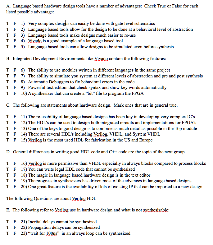 Solved SELECT TRUE OR FALSE!! PLEASE ANSWER ALL QUESTIONS | Chegg.com