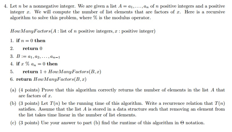 Solved: Let N Be A Nonnegative Integer. We Are Given A Lis... | Chegg.com