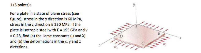 Solved 1 (5 points): For a plate in a state of plane stress | Chegg.com