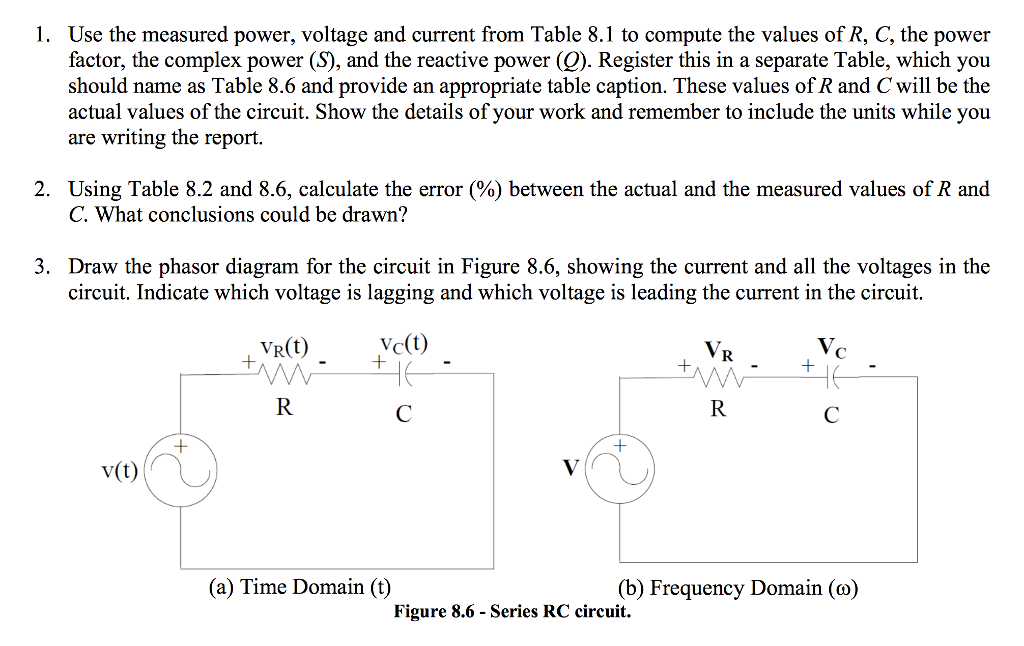 Solved Table 8.1 Values of power, current and voltage in | Chegg.com