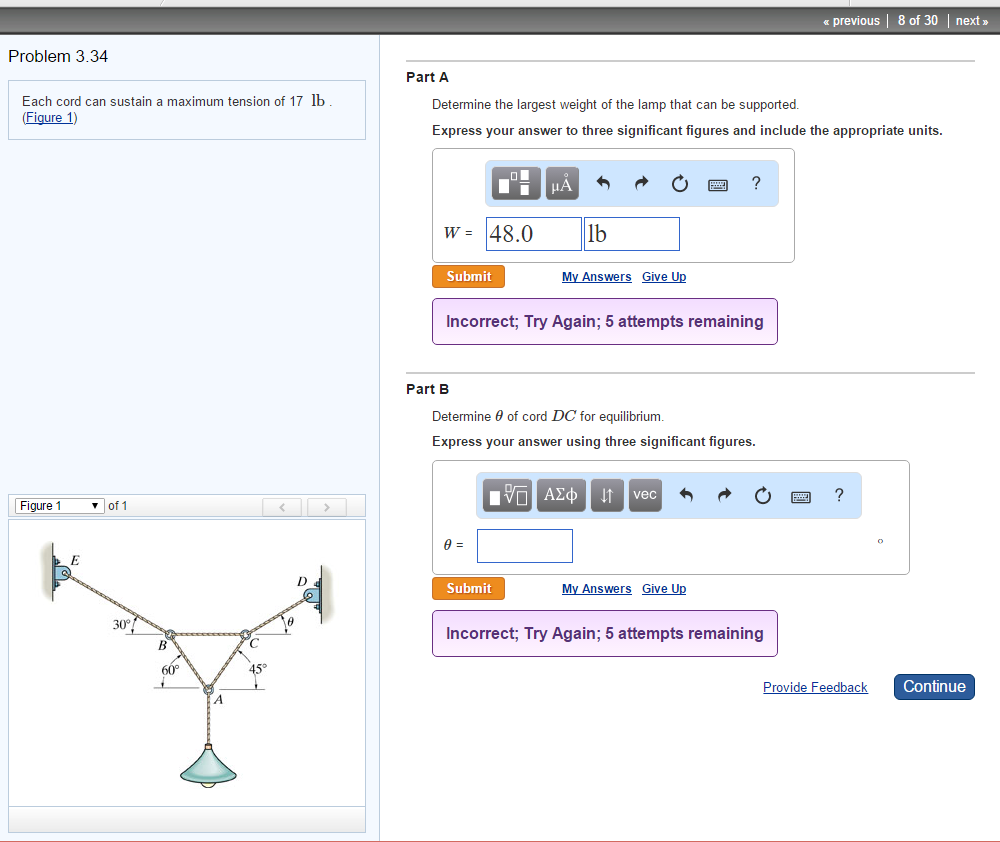 Solved Problem 3.34 Each cord can sustain a maximum tension | Chegg.com
