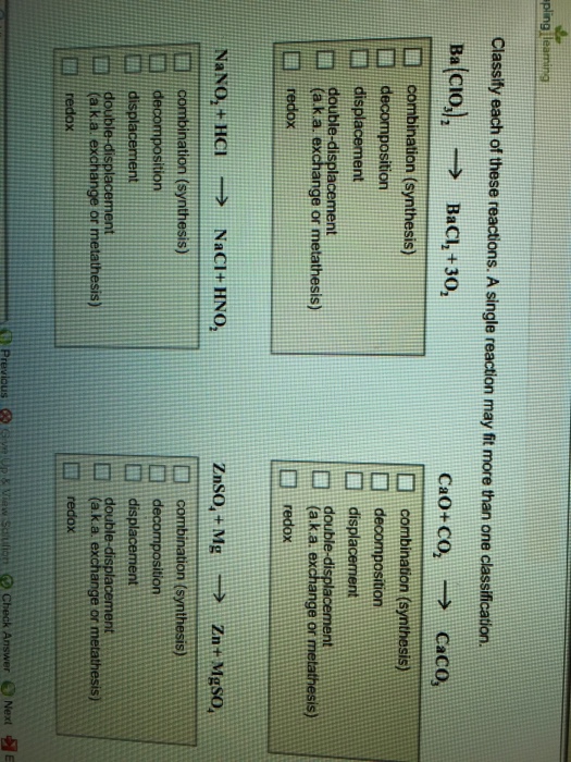 Solved pling leaming classify each of these reactions. A | Chegg.com