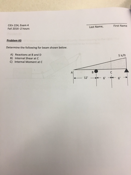 Solved Determine The Following For Beam Shown Below. | Chegg.com