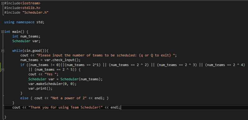 Create a round robin tournament schduler. Write a C++ | Chegg.com