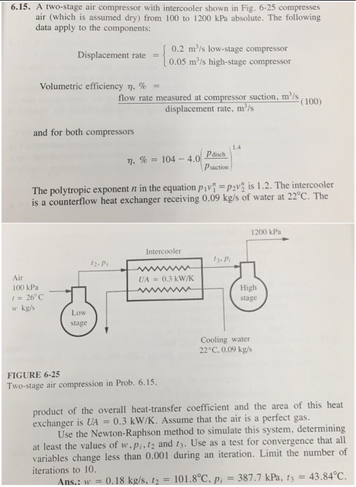 Solved A two stage air compressor with intercooler shown in