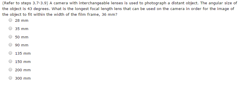 Solved (Refer to steps 3.7-3.9) A camera with | Chegg.com