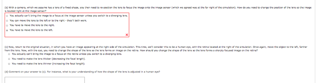 Solved b)With a camera, which we assume has a lens of a | Chegg.com