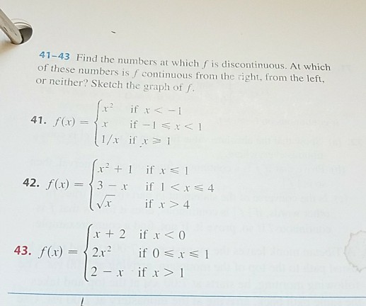 Solved 41 43 find the numbers at which f is discontinuous chegg