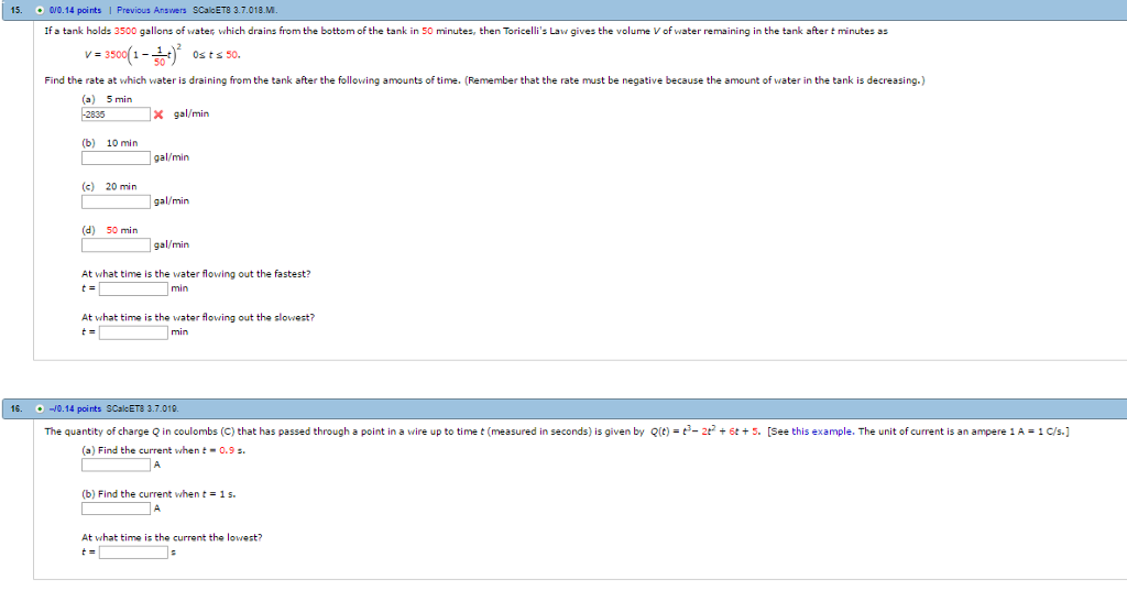 Solved If a tank holds 3500 gallons of water, which drains | Chegg.com
