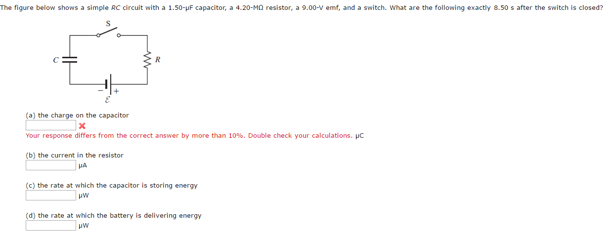 Solved The figure below shows a simple RC circuit with a | Chegg.com