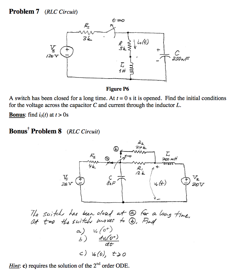 Solved Rlc Circuit A Switch Has Been Closed For A Long 