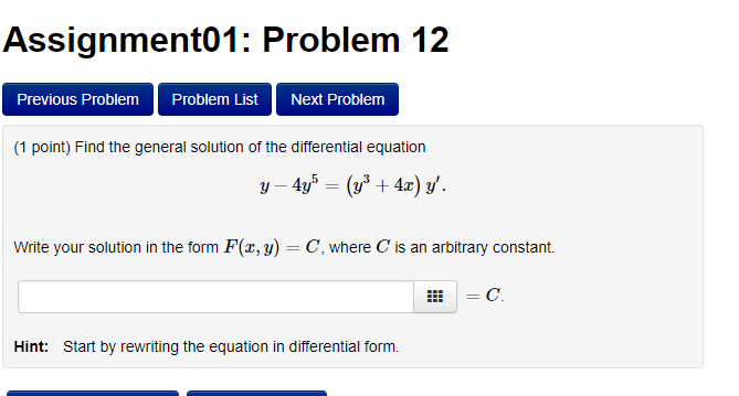 Solved 01: Problem 12 Previous Problem Problem List Next | Chegg.com