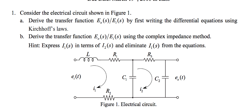 Solved Consider the electrical circuit shown in Figure 1. a. | Chegg.com