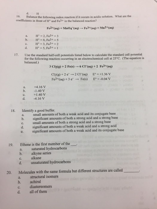 Solved Please circle the letter than corresponds to the | Chegg.com