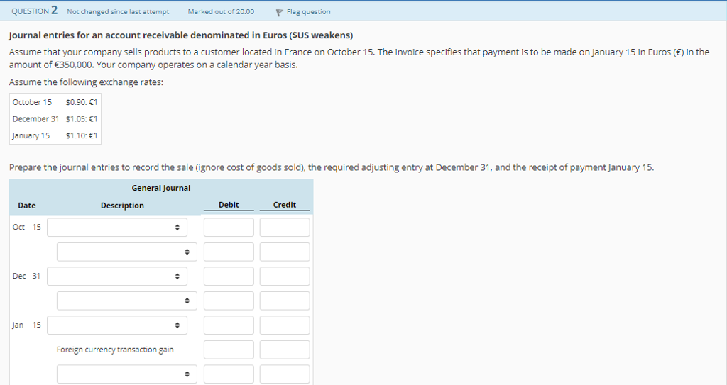 Solved Journal entries for an account receivable denominated | Chegg.com