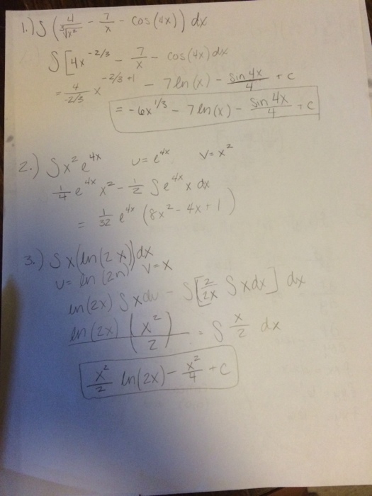Solved 2 3 X2 7 x Cos 4x dx 4x 2 3 7 x Chegg
