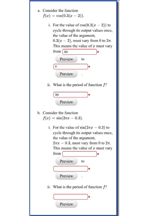 Solved Consider the function f(x) = cos(0.3(x-2)). For the | Chegg.com